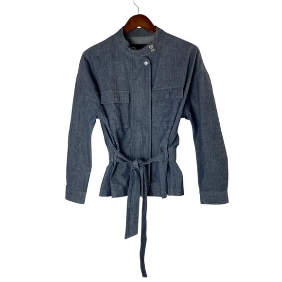 BANANA REPUBLIC - Chambray Jacket Unlined Standing Collar Size S - Picture 2 of 10